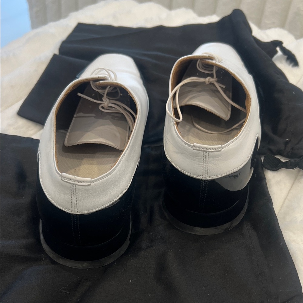 Elegant Christian Louboutin White and Black Mobster style tuxedo Shoes - Picture 3 of 5